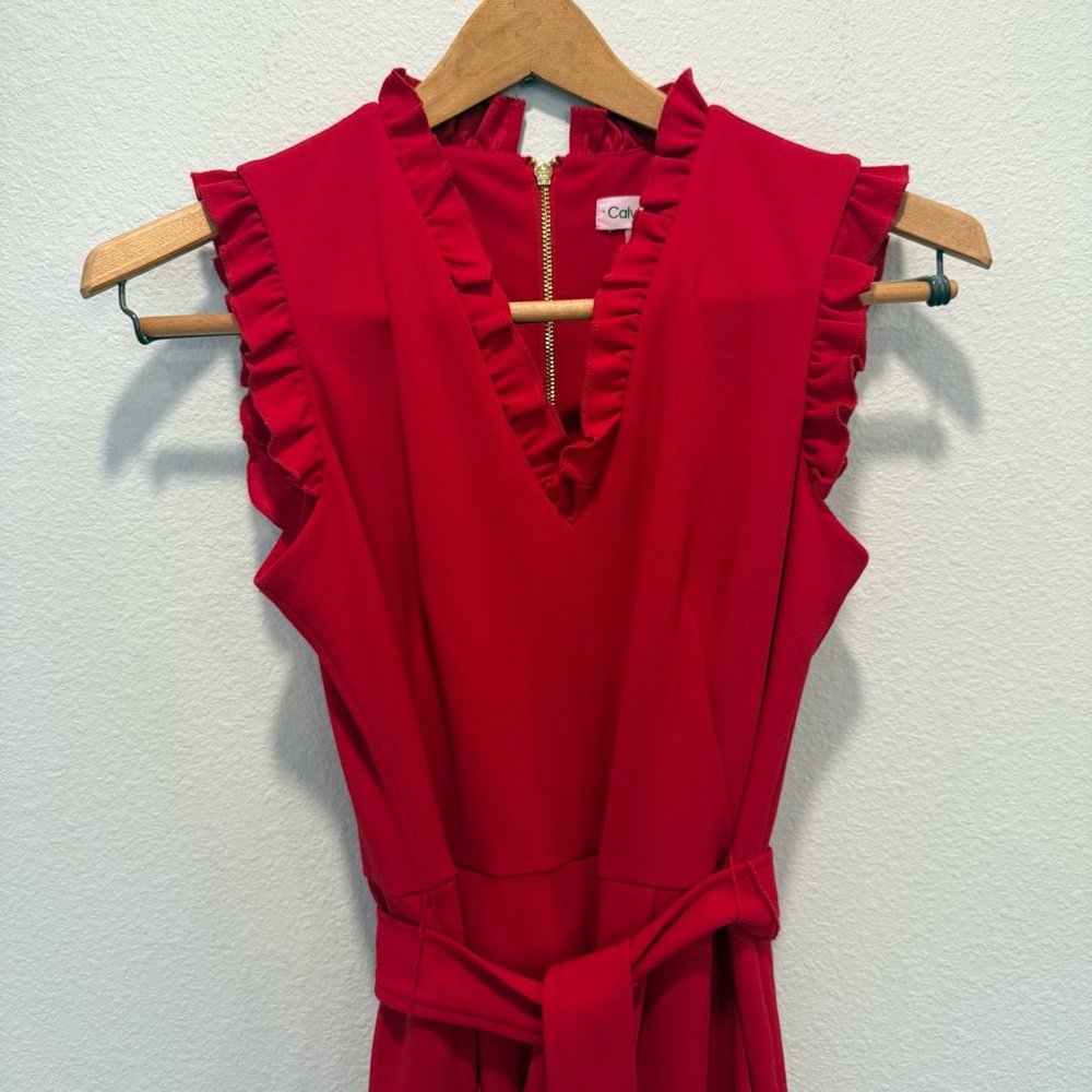 Calvin Klein Red ❤️ Sleeveless Jumpsuit • Size 4 • Like New - Picture 10 of 16